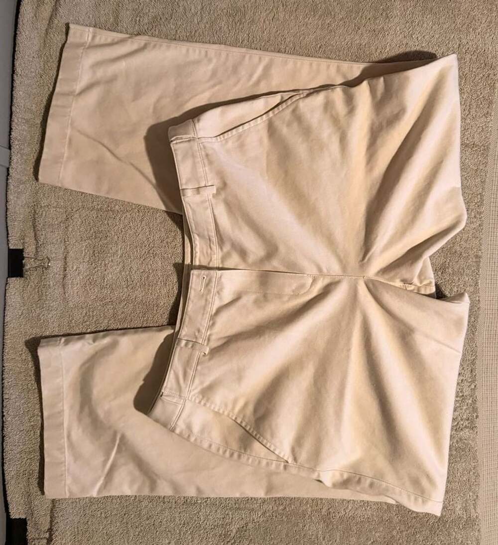 L.L.Bean Classic Fit Pants Size 12 Petite Beige Cotton Twill Trousers